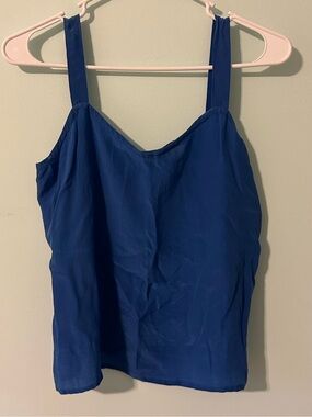 Women’s Sleeveless Silk V-Neck Cami Tank Top - Blue